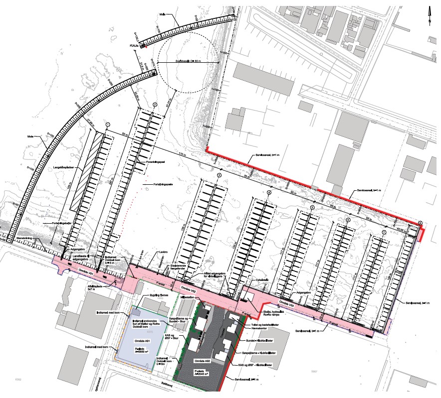 Layout of the temporay marina