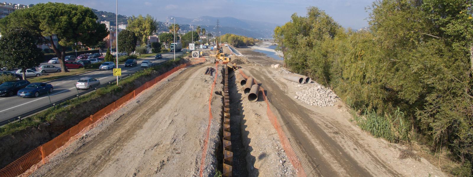 Dyke reinforcement, Saint-Laurent-du-Var, France