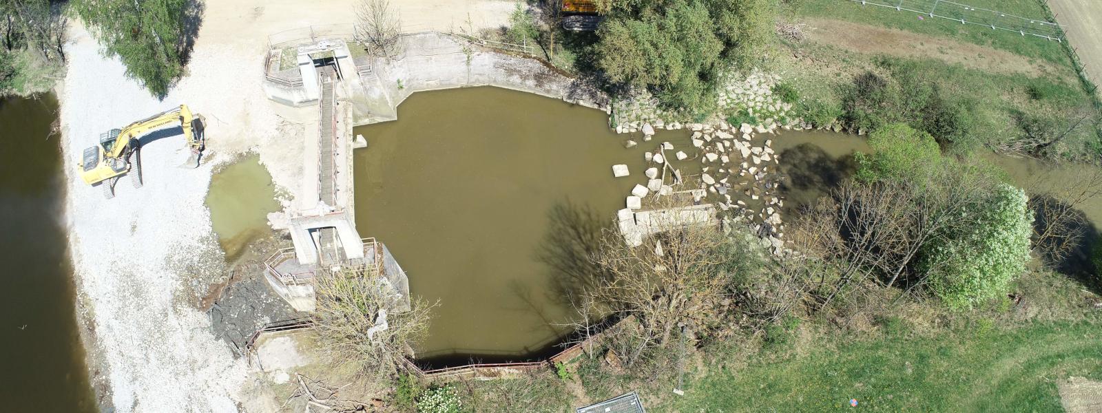 Isenmühle weir in Heldenstein, DE, 2020