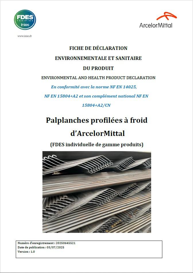 Thumbnail for the FDES (EPD-FR) for Cold formed sheet piles