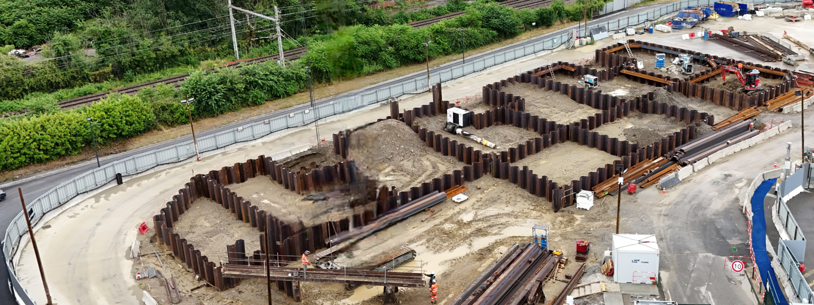 Casiers pour la gestion temporaire des déblais temporaires lors de la construction du métro de Toulouse